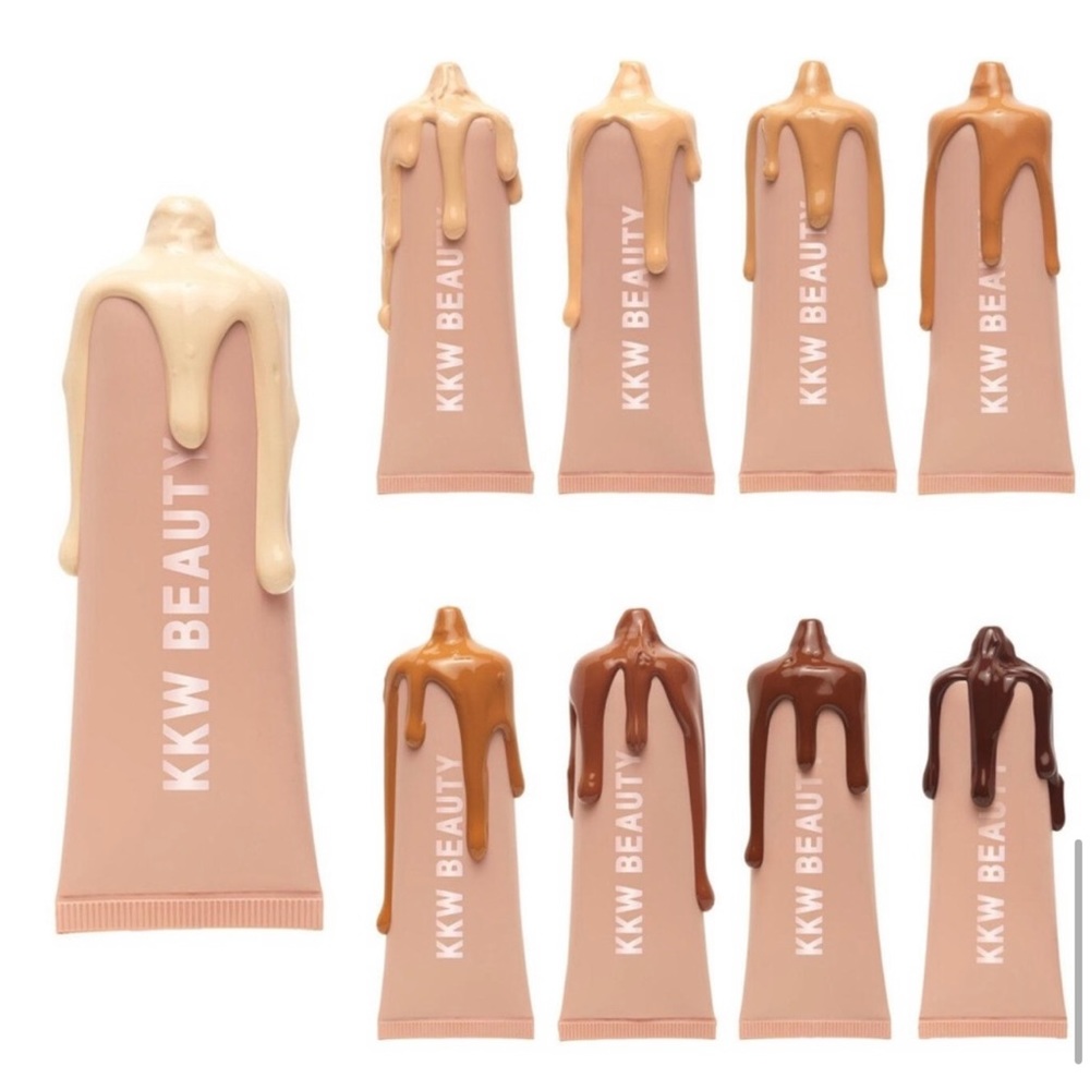 KKW BEAUTY body foundation, shimmer and brush